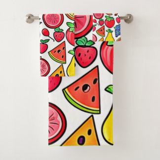 Vibrant Fruit Pattern Bath Towel Set