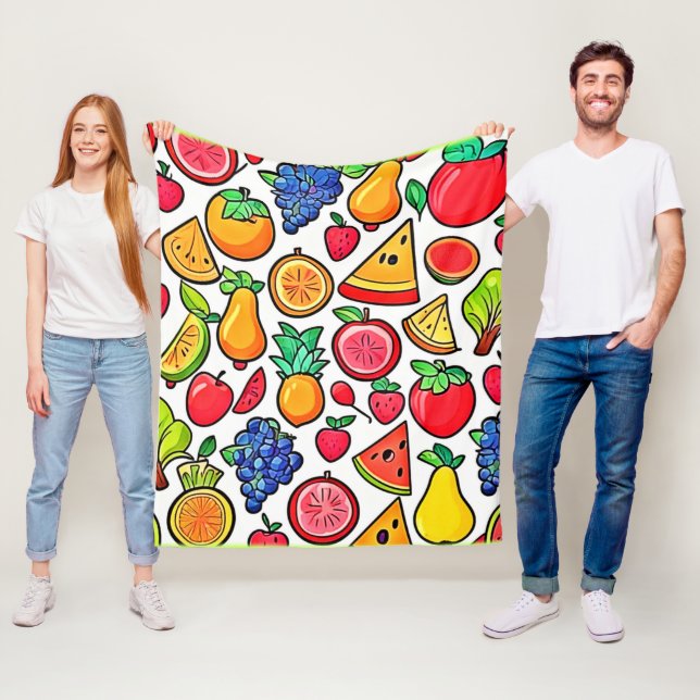 Vibrant Fruit Pattern Fleece Blanket (In Situ)