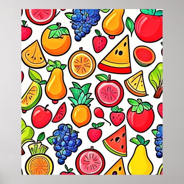 Vibrant Fruit Pattern Poster (Front)