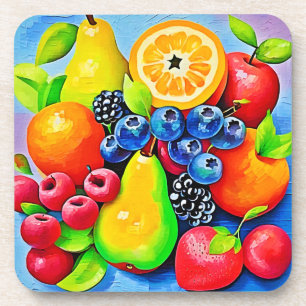 Vibrant Fruit Still Life Coaster