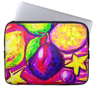 Vibrant Fruits and Stars. Buy Now Laptop Sleeve