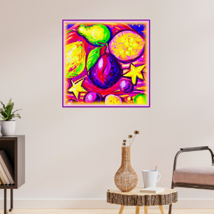 Vibrant Fruits and Stars. Buy Now Poster