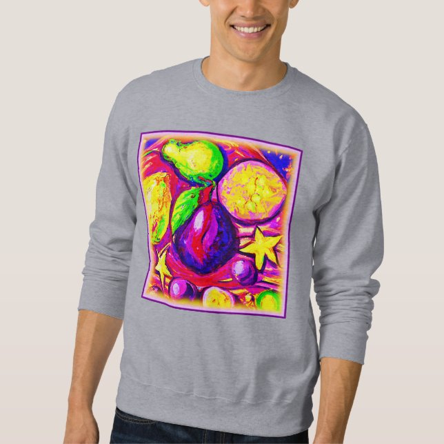 Vibrant Fruits and Stars. Buy Now Sweatshirt (Front)