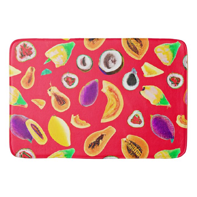 Vibrant Fruity Delight Pattern Bath Mat (Front)