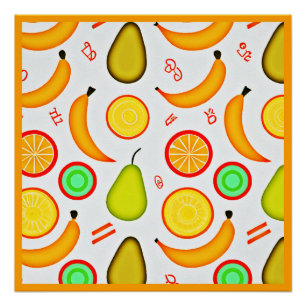 Vibrant Fruity Kaleidoscope Pattern Poster