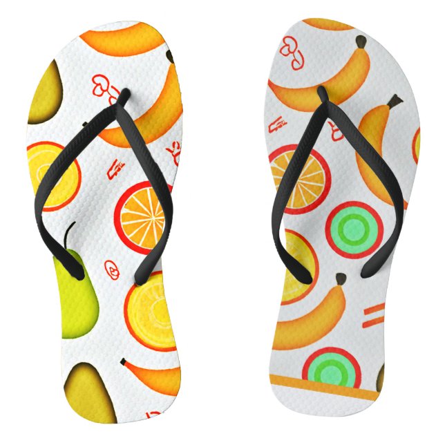 Vibrant Fruity Kaleidoscope Pattern Thongs (Footbed)