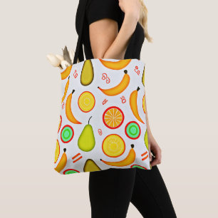 Vibrant Fruity Kaleidoscope Pattern Tote Bag