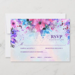 Vibrant Fuchsia and Purple Watercolor Wedding RSVP Invitation