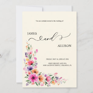 Vibrant Fuchsia Floral QR Code Wedding Invitation