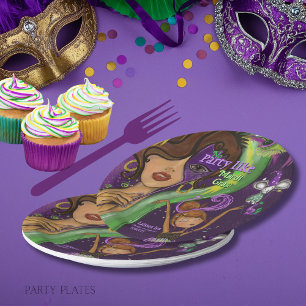 Vibrant Fun Mardi Gras Masquerade  Paper Plate
