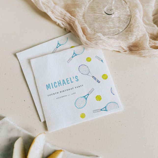 Vibrant Fun Tennis Birthday Paper Napkin (Creator Uploaded)