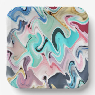 Vibrant Fusion, multicolor Artistic Party Paper P Plate