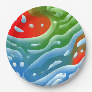Vibrant Fusion, multicolor Artistic Party Paper P Plate