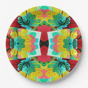 Vibrant Fusion, multicolor Artistic Party  Paper Plate