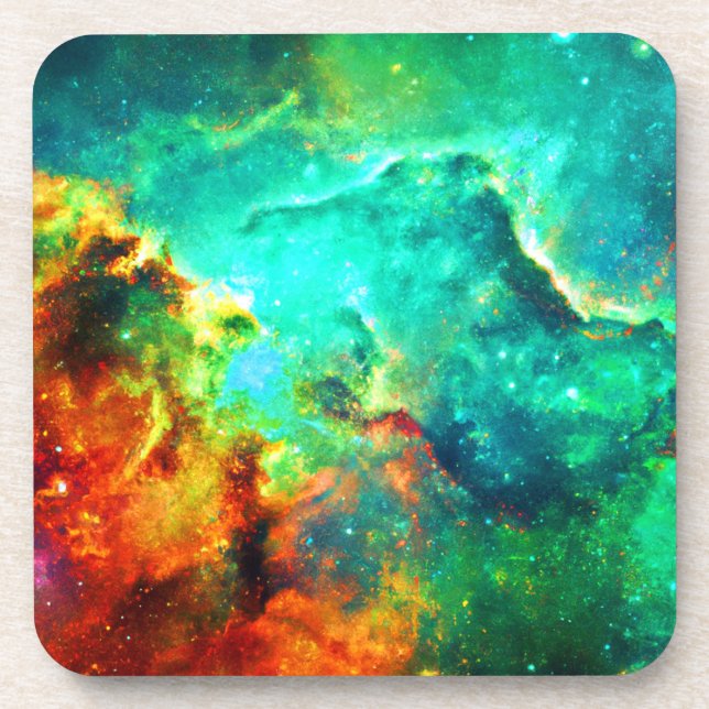 Vibrant Galaxy Canvas Art Coaster (Front)