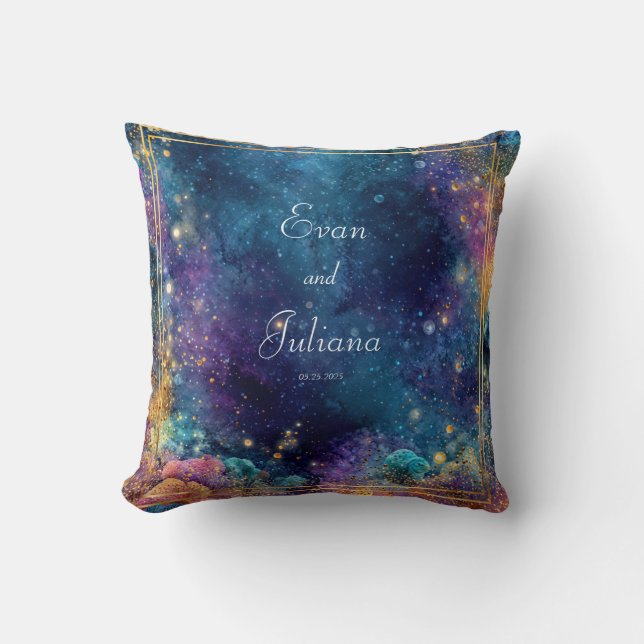 Vibrant Galaxy Wedding Cushion (Front)