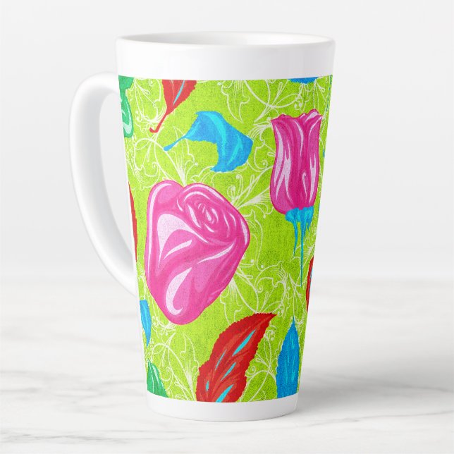 Vibrant Garden Bloom Latte Mug (Left Angle)