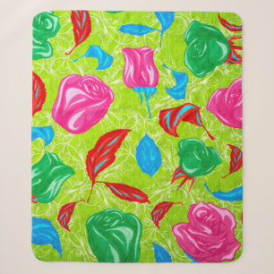 Vibrant Garden Bloom Sherpa Blanket