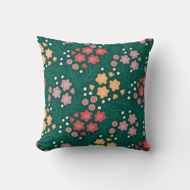 Vibrant Garden Blossoms Cushion (Front)