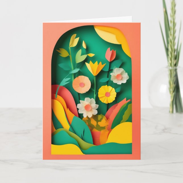 Vibrant Garden Collage Celebration Card (Front)