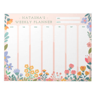 Vibrant Garden Floral Weekly Planner Notepad
