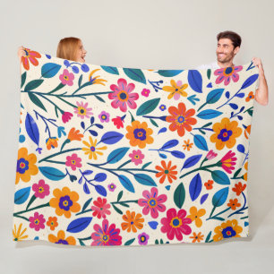 Vibrant Garden Glow 60x80 Fleece Blanket