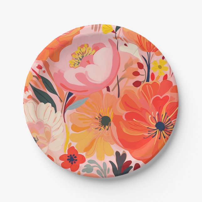 Vibrant Garden Party Paper Plate (Front)