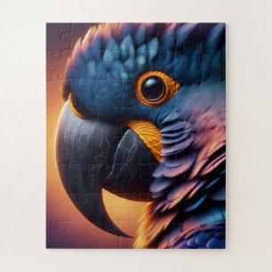 Vibrant Gaze: Macro Portrait of a Colourful Parrot Jigsaw Puzzle