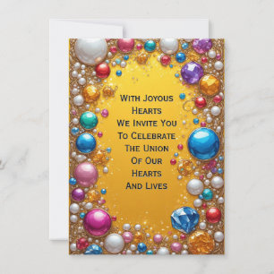 Vibrant Gem Border Frame With Multicolored Jewels Invitation