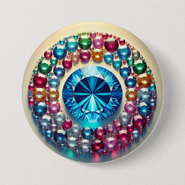 Vibrant Gemstone Circle Round Button (Front)
