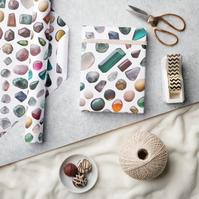Vibrant Gemstone Pattern Wrapping Paper (Crafts)