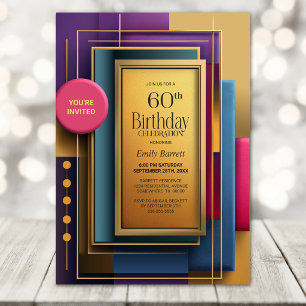 Vibrant Geometric 60th Birthday Party Invitation