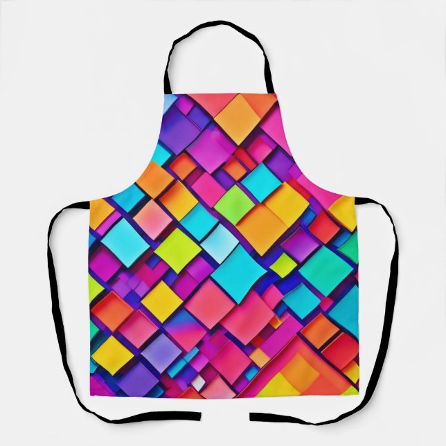 Vibrant Geometric Abstract Art Apron (Front)