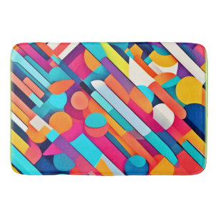 Vibrant Geometric Abstract Art Bath Mat