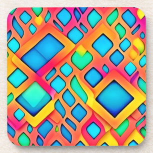 Vibrant Geometric Abstract Art Coaster