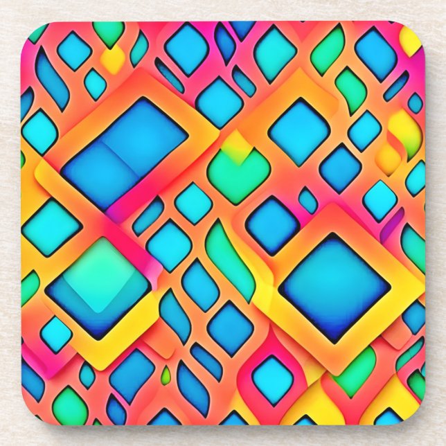 Vibrant Geometric Abstract Art Coaster (Front)