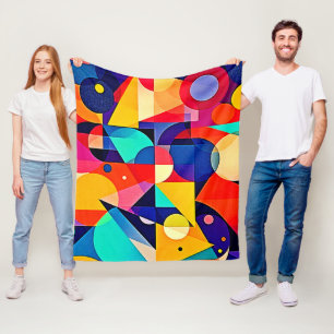 Vibrant Geometric Abstract Art Fleece Blanket