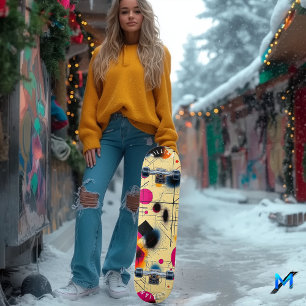 Vibrant Geometric Abstract Art in Contemporary Skateboard