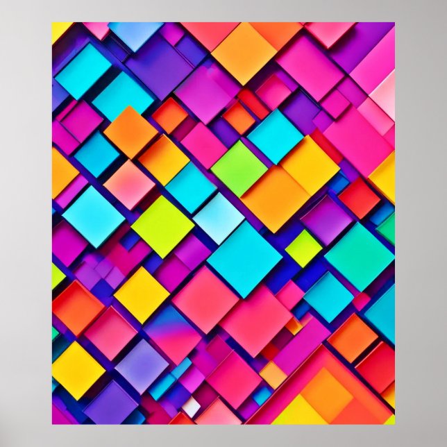 Vibrant Geometric Abstract Art Poster (Front)