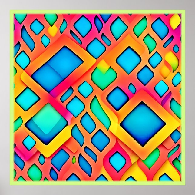 Vibrant Geometric Abstract Art Poster (Front)