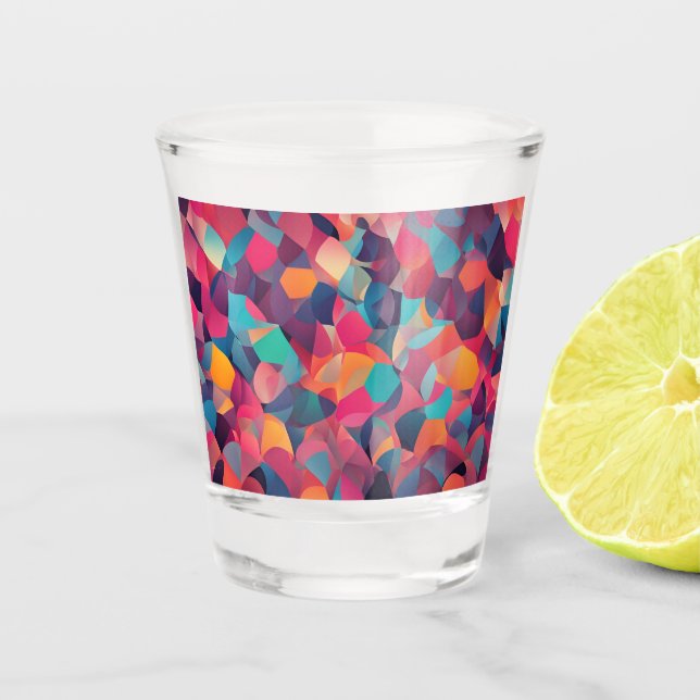Vibrant Geometric Abstract Art  Shot Glass (Front)