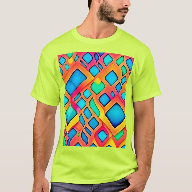 Vibrant Geometric Abstract Art T-Shirt (Front)
