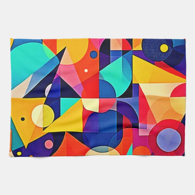 Vibrant Geometric Abstract Art Tea Towel (Horizontal)