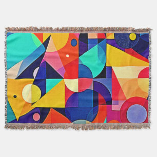 Vibrant Geometric Abstract Art Throw Blanket