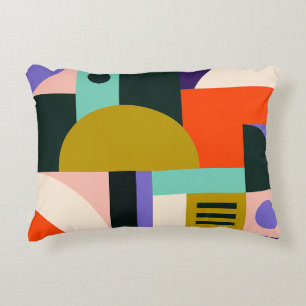 Vibrant Geometric Abstract Art with Bold Colours Decorative Cushion