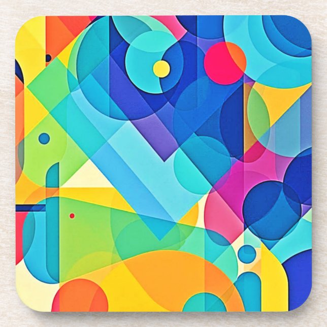 Vibrant Geometric Abstract Coaster (Front)