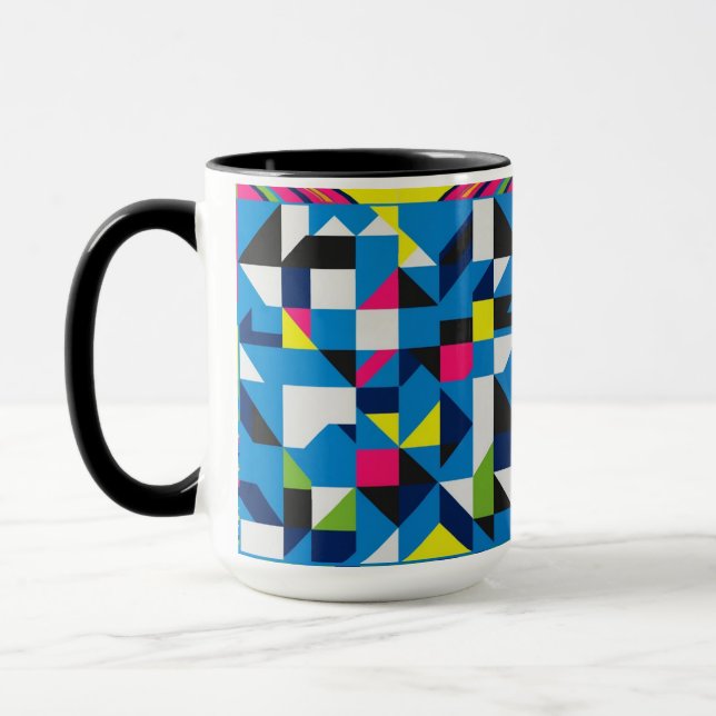 Vibrant Geometric Abstract Combo Mug 15 oz– Modern (Left)