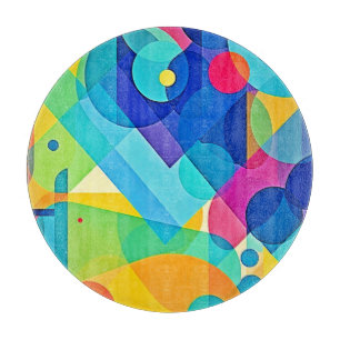 Vibrant Geometric Abstract Cutting Board