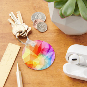 Vibrant Geometric Abstract Key Ring