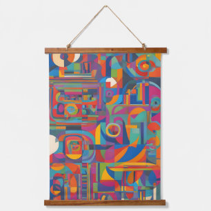 Vibrant Geometric Abstract Modern Colourful Art Hanging Tapestry